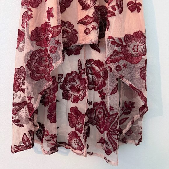 AS IS Joyfolie MIA JOY girls Verona burgundy LACE floral sharkbite formal bridal - Picture 9 of 15